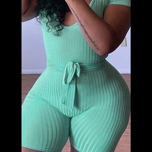 Plus size ribbed bodycon romper